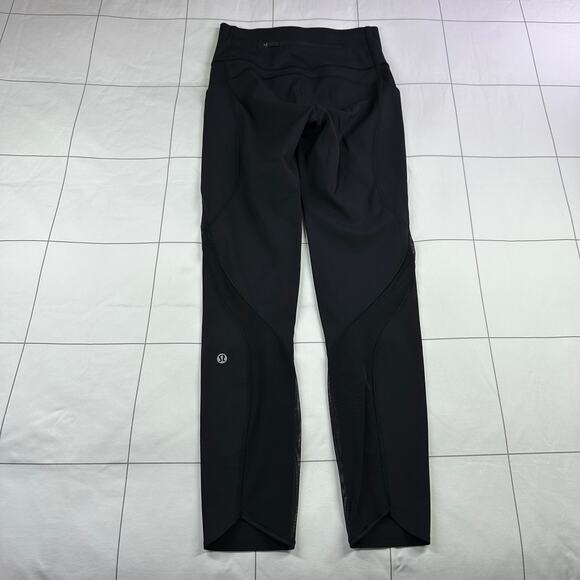 Lululemon Leggings Womens 4 Black Pace Perfect 7/8 Mesh Athletic Run Workout Gym - Picture 3 of 11
